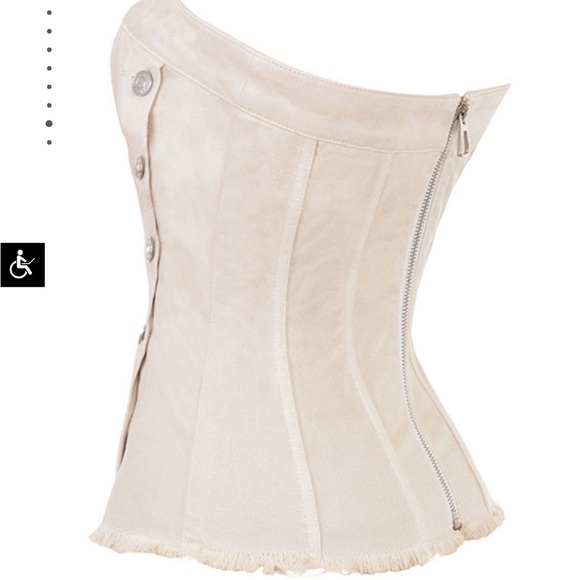 MISTRESS ROCKS OAT DENIM STRAPLESS TOP - Picture 7 of 16